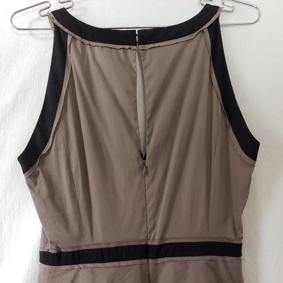 BCBGMAXAZRIA Aaron Grey Dusk Black Tiered Poplin Mini Sheath Dress 8 M L BNWT - Picture 9 of 16